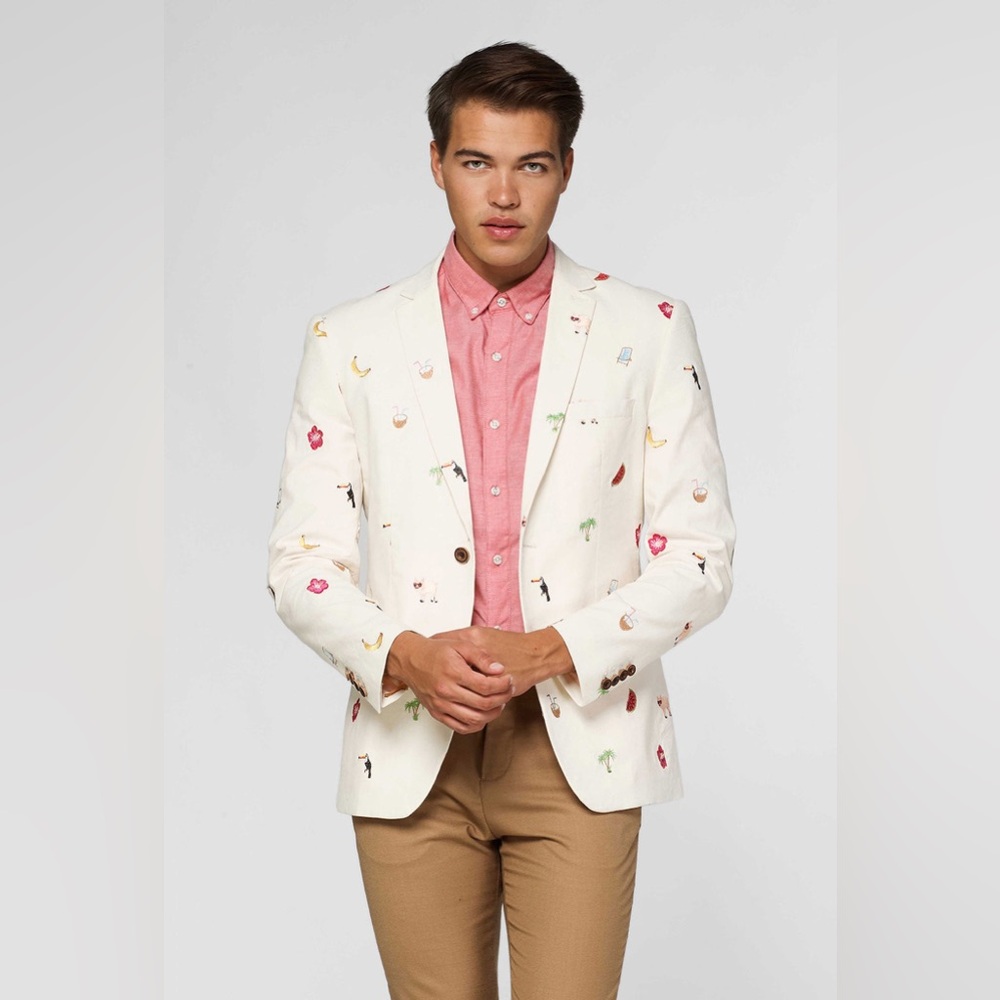 NEW OPPOSUITS Tropical Summer Icons Off White Mens Sz 38- with minor callouts